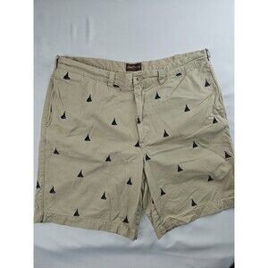 Oak Hill Mens 44 Khaki Stretch Shorts Stretch With Sailboats